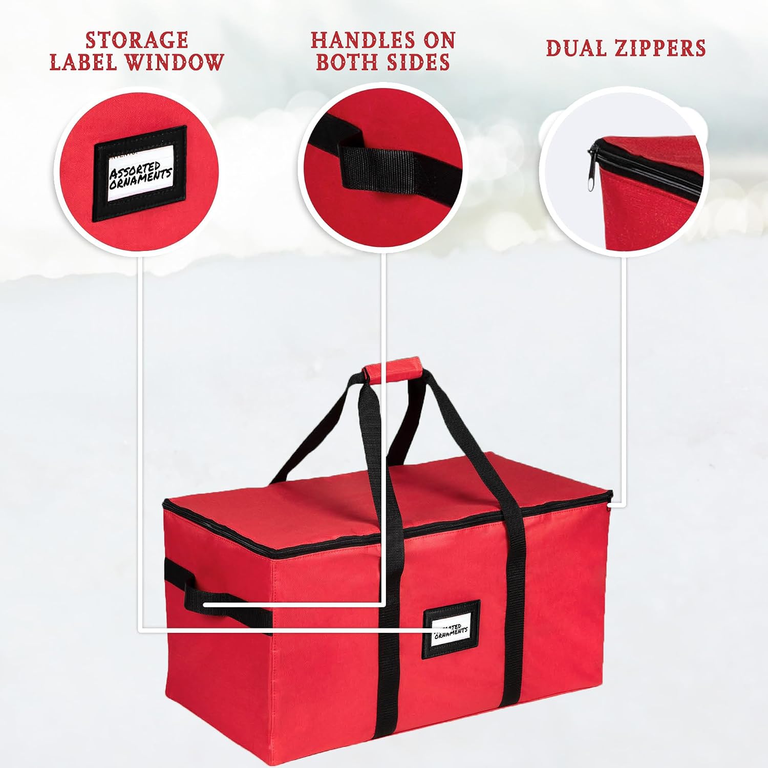 Christmas Ornament Storage Container.Box Stores Up to 54. Adjustable Dividers. Large Organizer Bin to Protect and Store Holiday Décor - Image 6