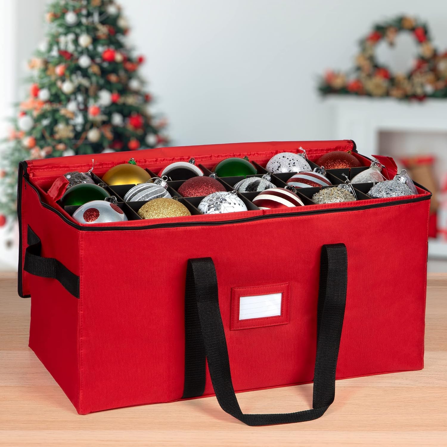 Christmas Ornament Storage Container.Box Stores Up to 54. Adjustable Dividers. Large Organizer Bin to Protect and Store Holiday Décor - Image 2
