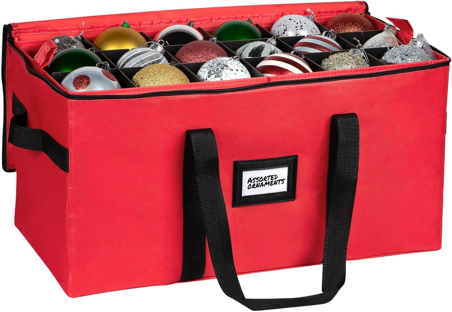Christmas Ornament Storage Container.Box Stores Up to 54. Adjustable Dividers. Large Organizer Bin to Protect and Store Holiday Décor